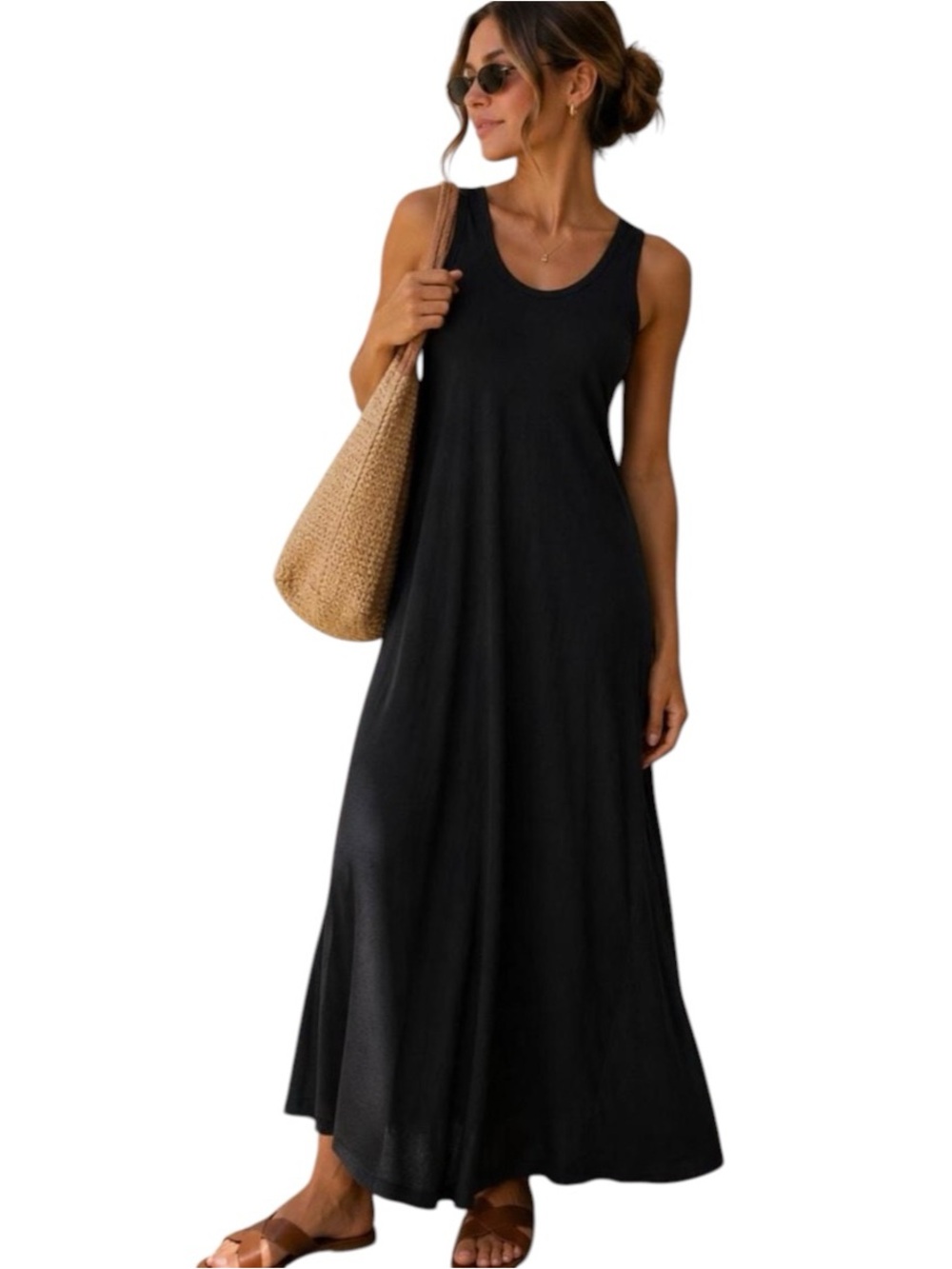 SOFT SURROUNDINGS Bailey Maxi black A-line tank dress size Petite Medium - NWT!
